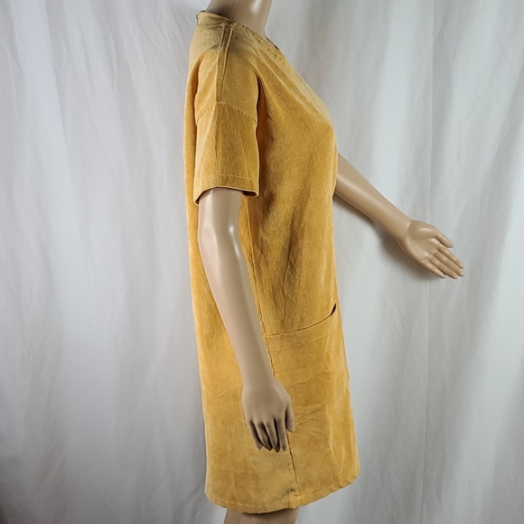 Entro | Mustard Yellow Corduroy Dress w Pockets - Picture 2 of 8